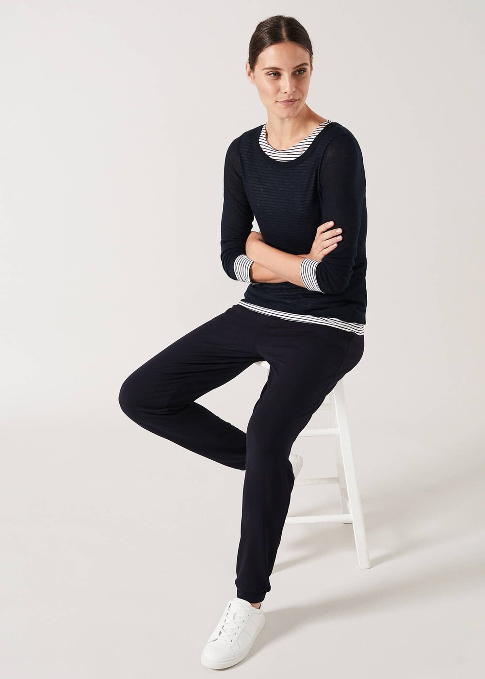 Soft Jersey Tapered Joggers - Navy