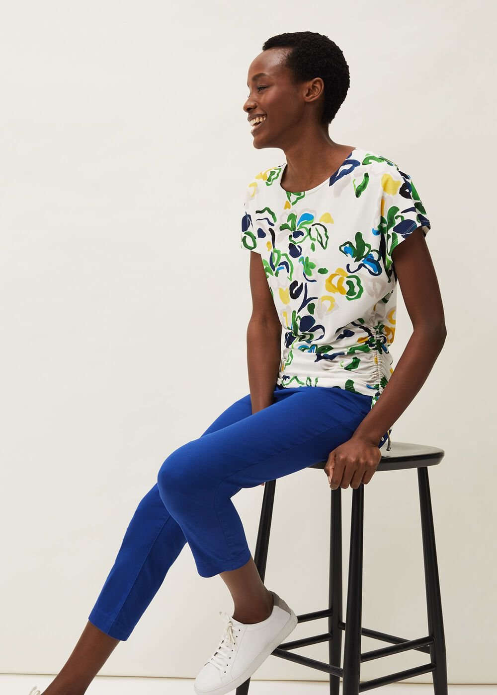 Ramona Cropped Straight Leg Jean - Cobalt
