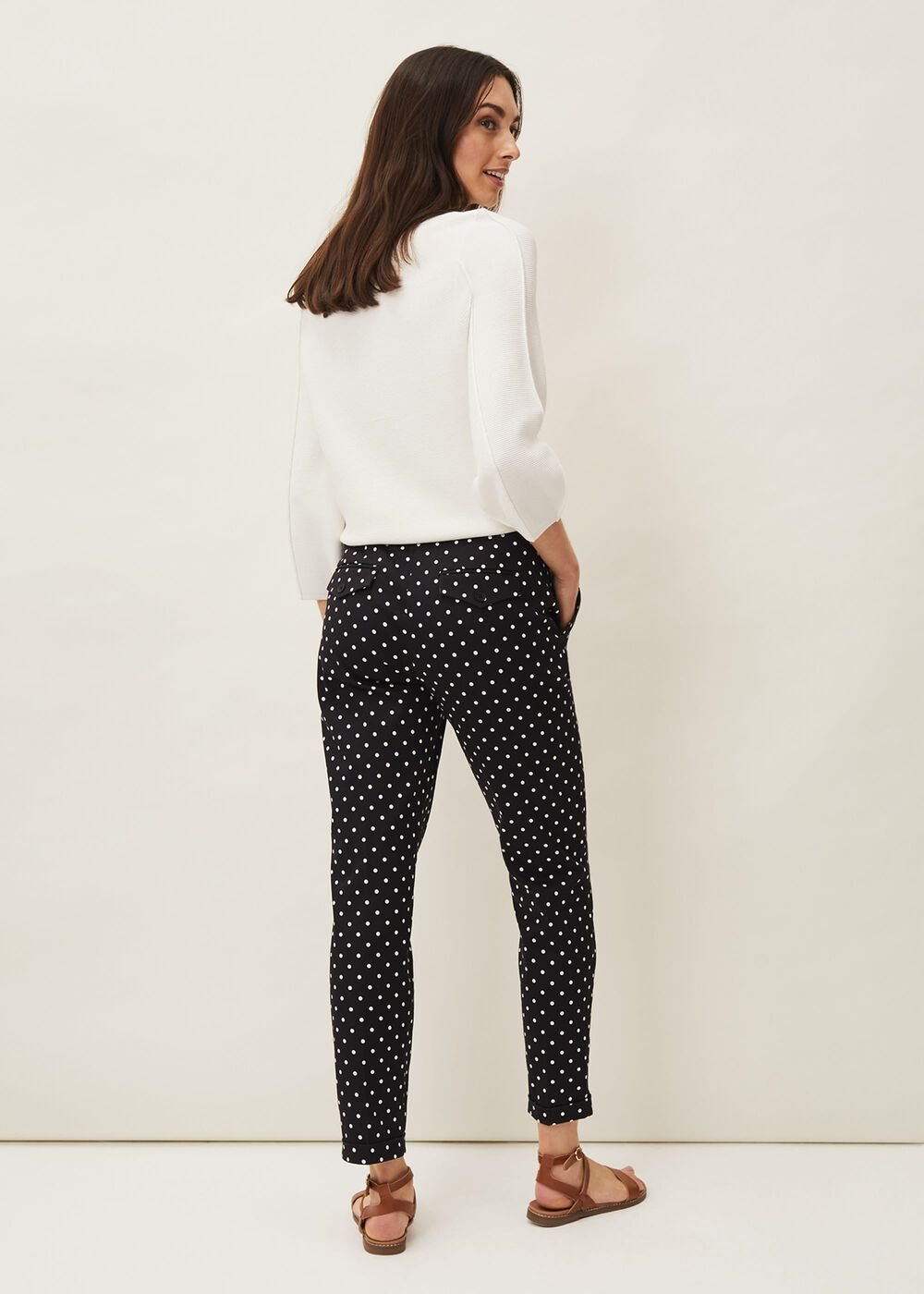 Bea Spot Tapered Trouser - Black/White