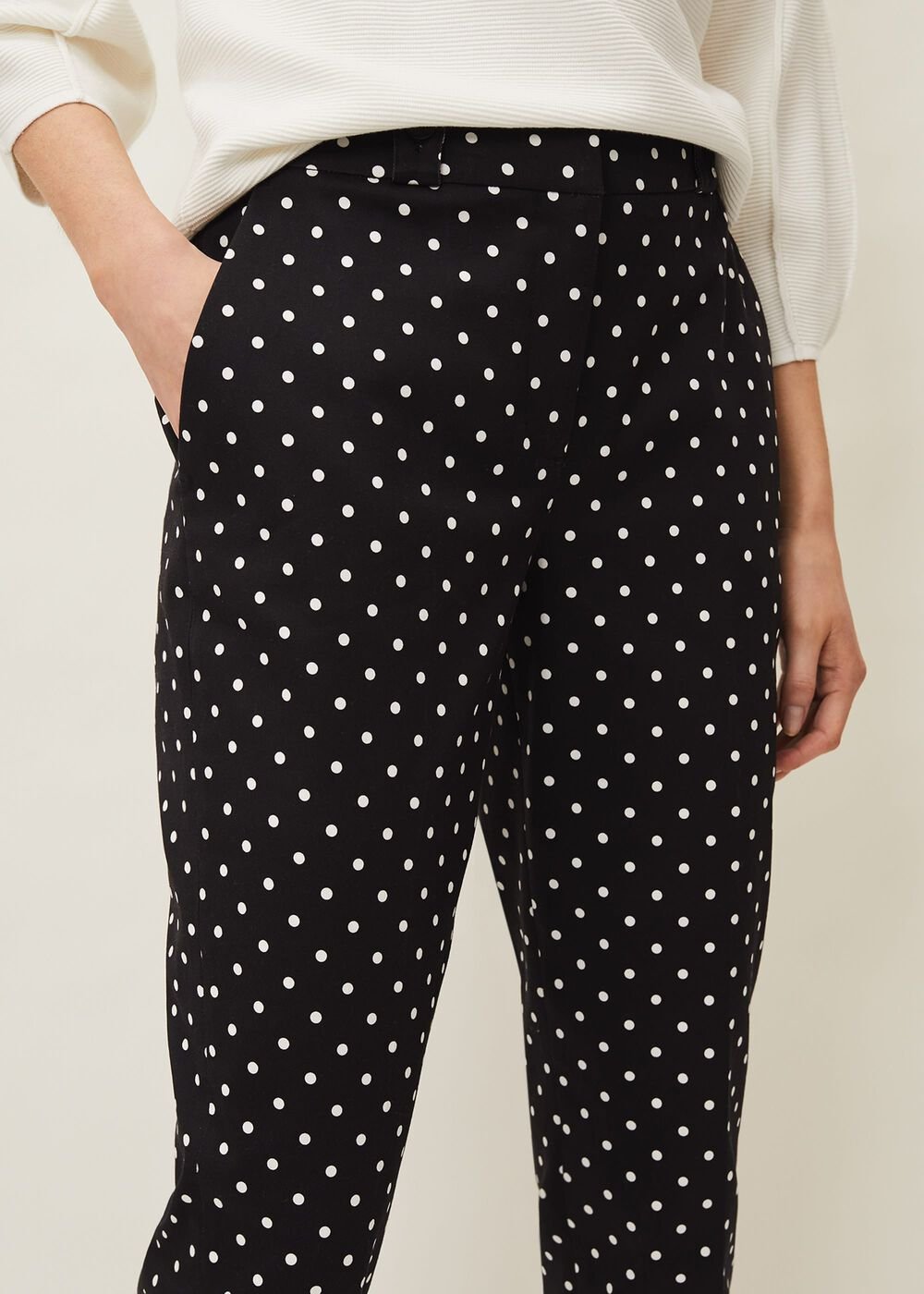 Bea Spot Tapered Trouser - Black/White