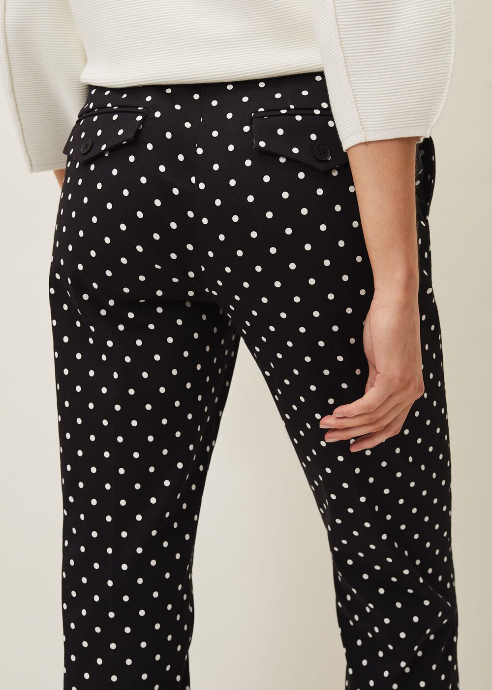 Bea Spot Tapered Trouser - Black/White