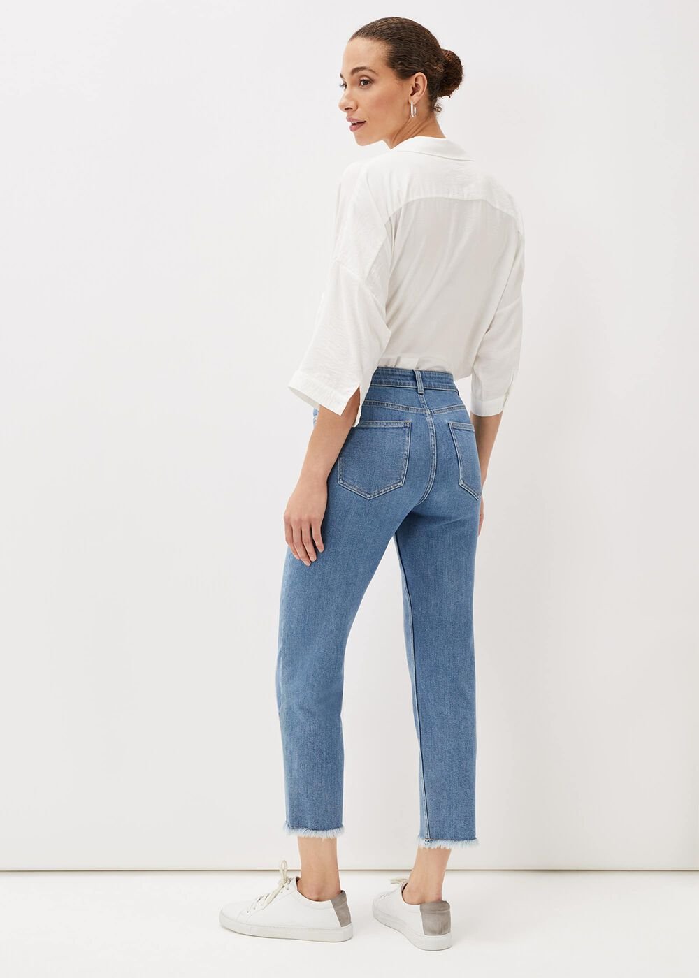 Petra Raw Hem Straight Leg Jean - Blue