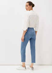 Petra Raw Hem Straight Leg Jean - Blue