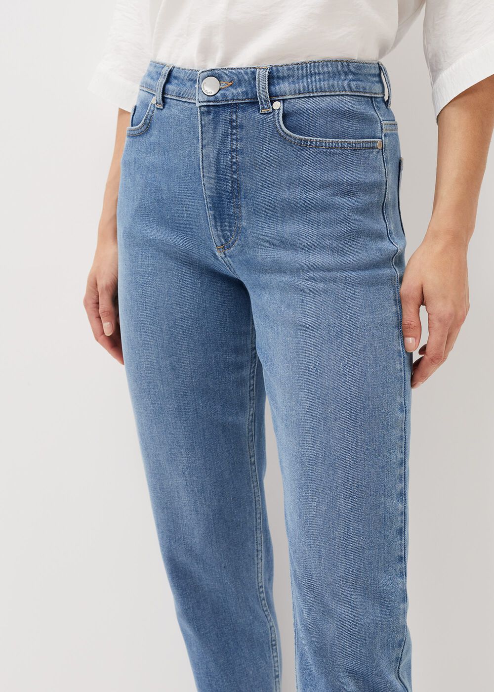 Petra Raw Hem Straight Leg Jean - Blue
