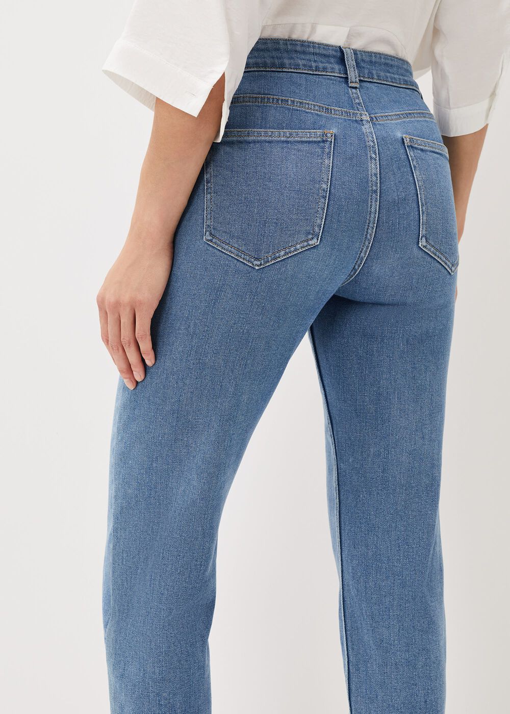 Petra Raw Hem Straight Leg Jean - Blue