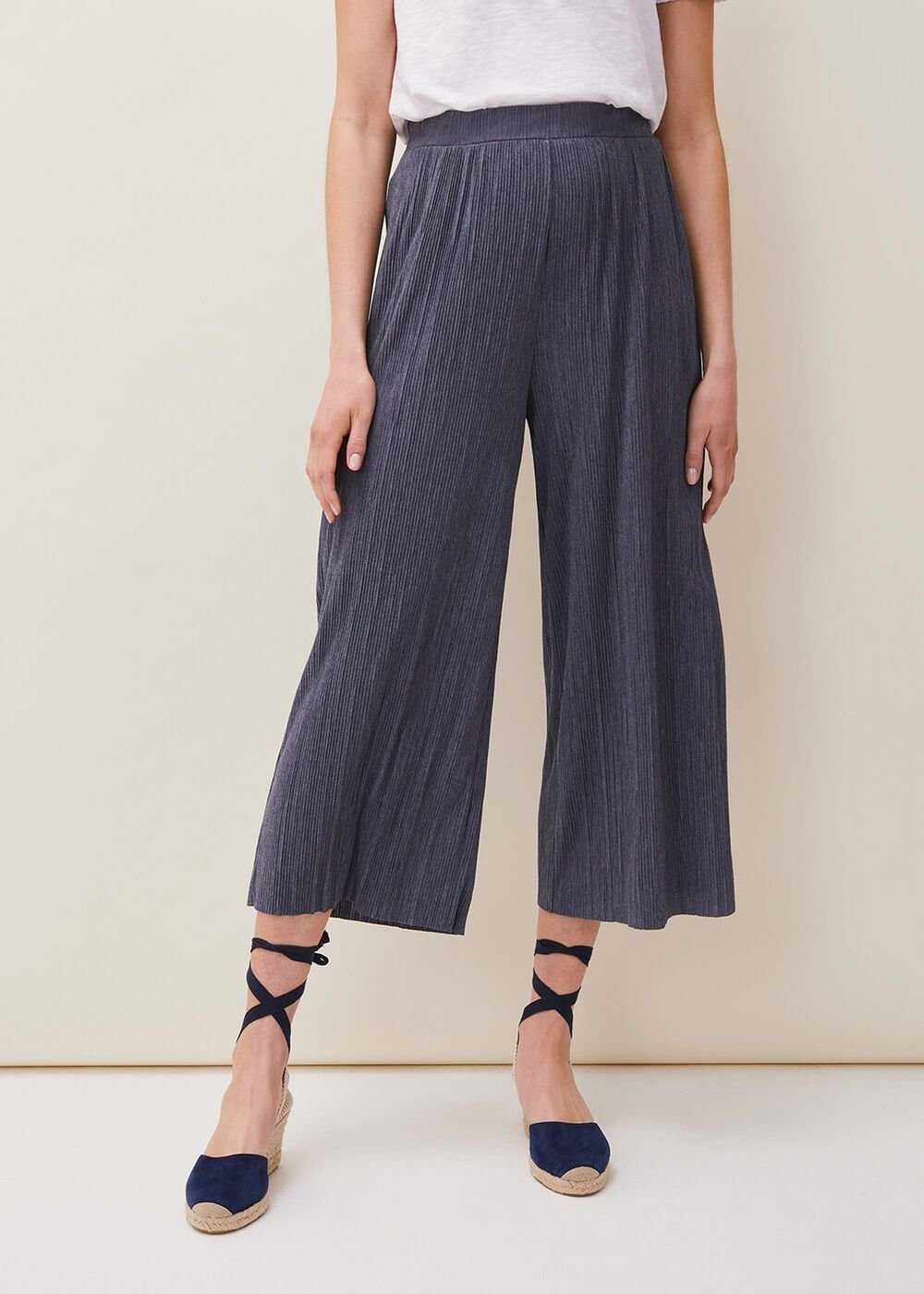 Bradie Plisse Wide Leg Trousers - Charcoal