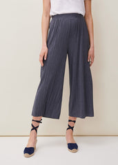 Bradie Plisse Wide Leg Trousers - Charcoal