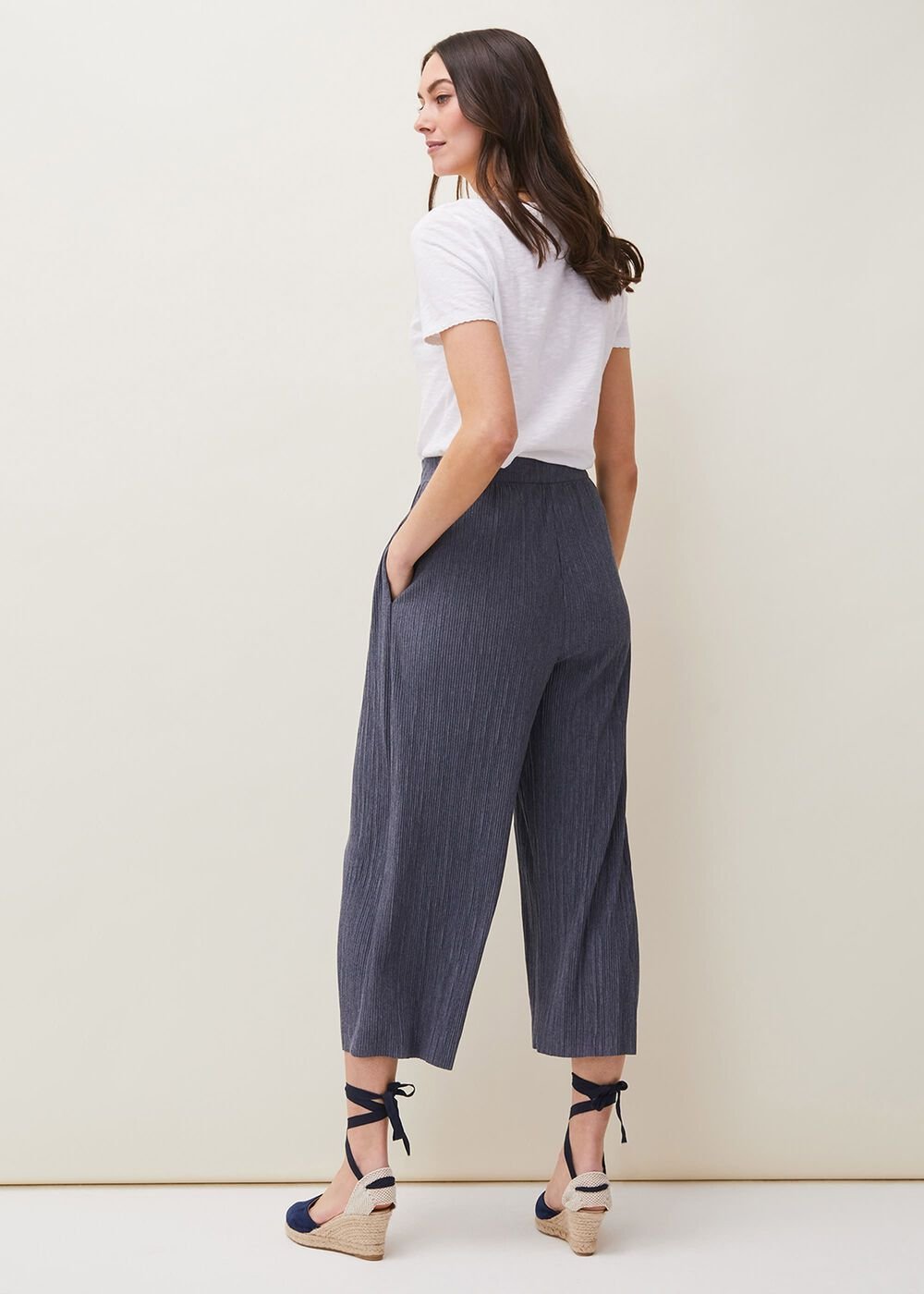 Bradie Plisse Wide Leg Trousers - Charcoal