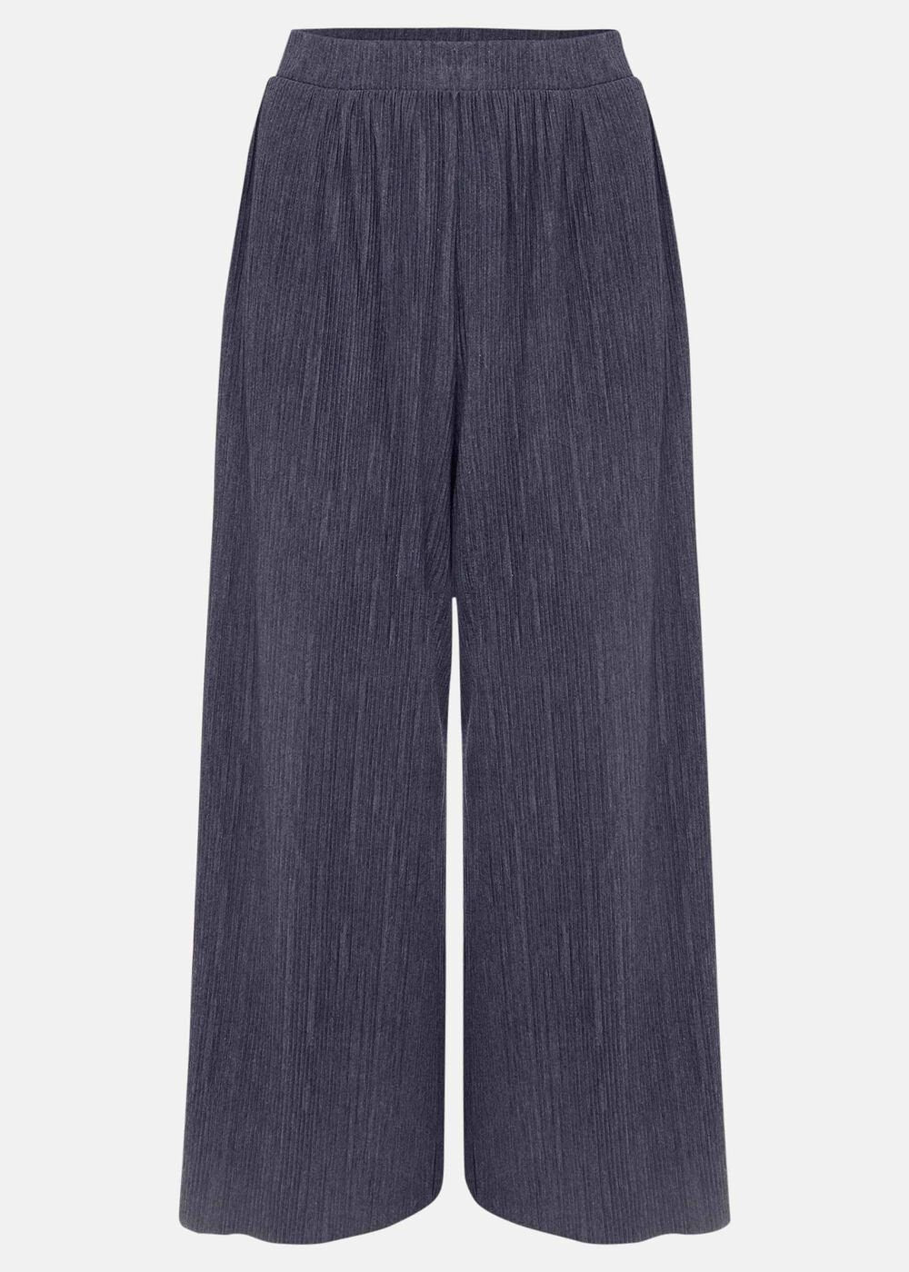 Bradie Plisse Wide Leg Trousers - Charcoal
