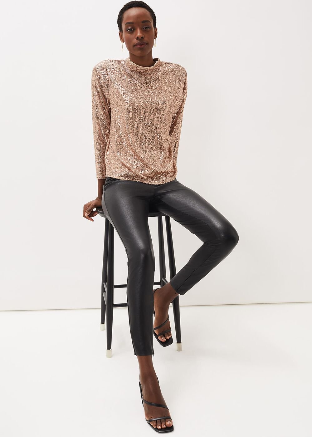 Amina Faux Leather Jegging - Black