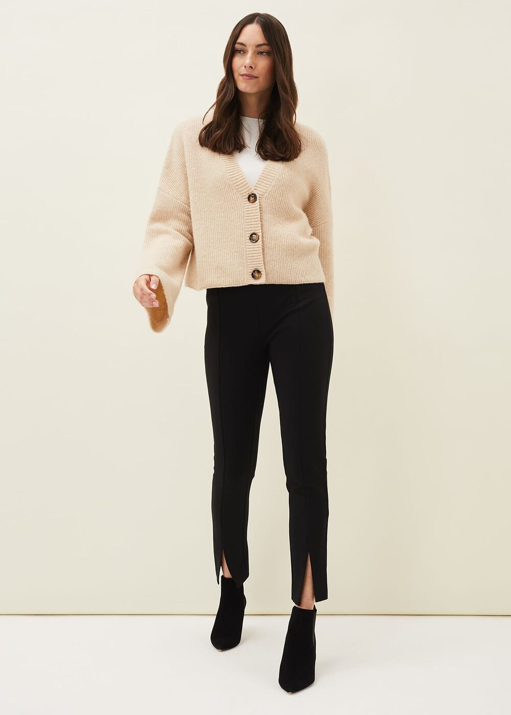 Trixie Split Front Ponte Leggings - Black