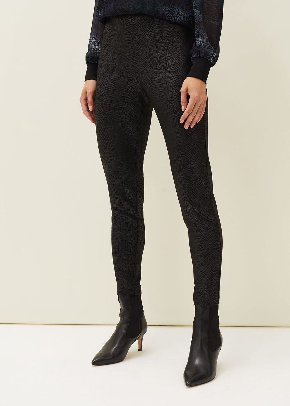 Erica Snake Skin Leggings - Black