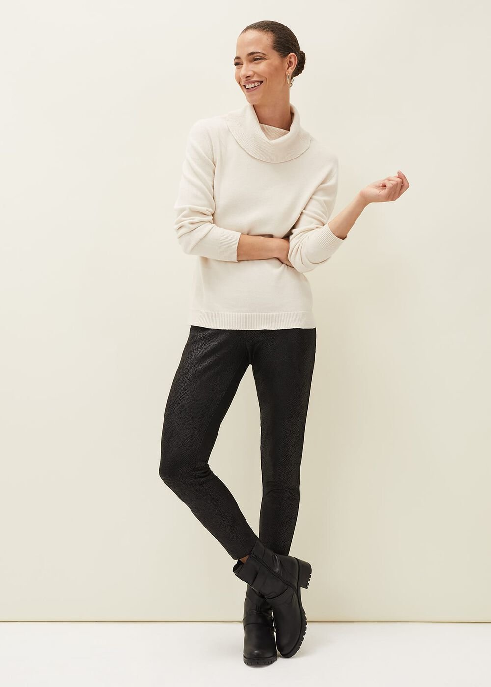 Erica Snake Skin Leggings - Black