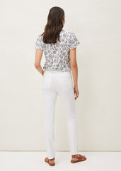 Bobbie Skinny Button Hem Jean - White