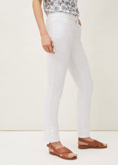 Bobbie Skinny Button Hem Jean - White
