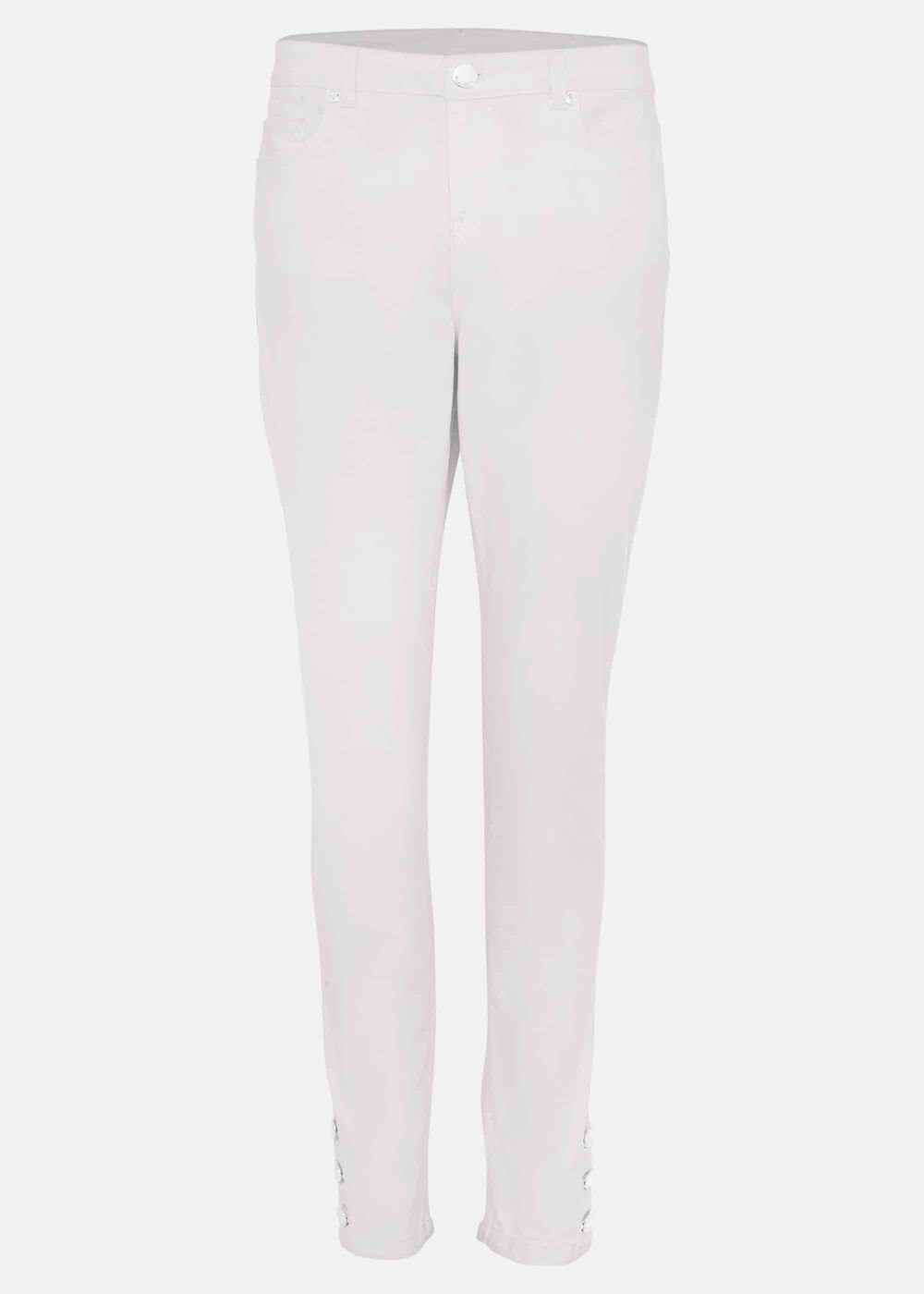 Bobbie Skinny Button Hem Jean - White