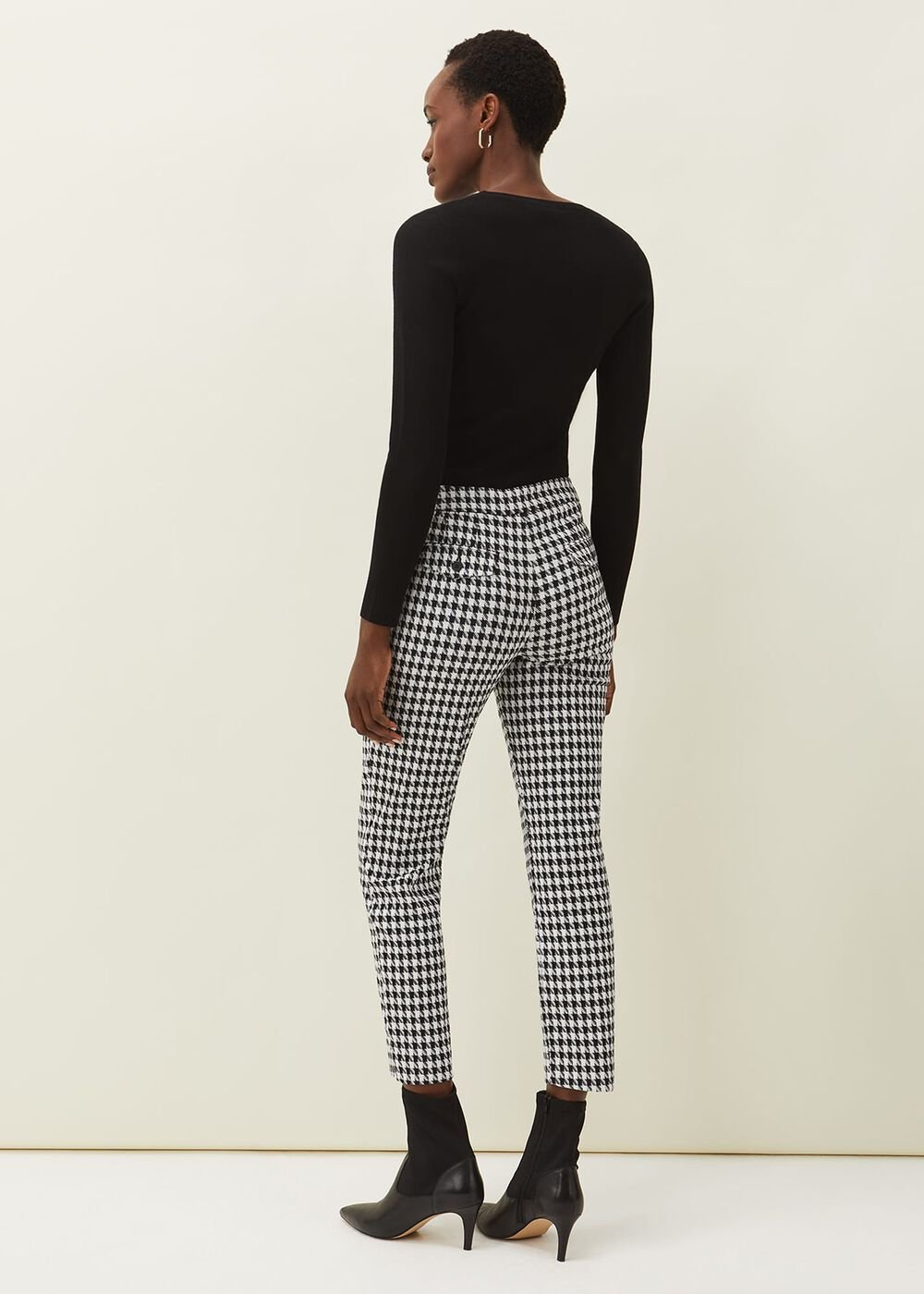 Gigi Dogtooth Trouser - Black/Ivory