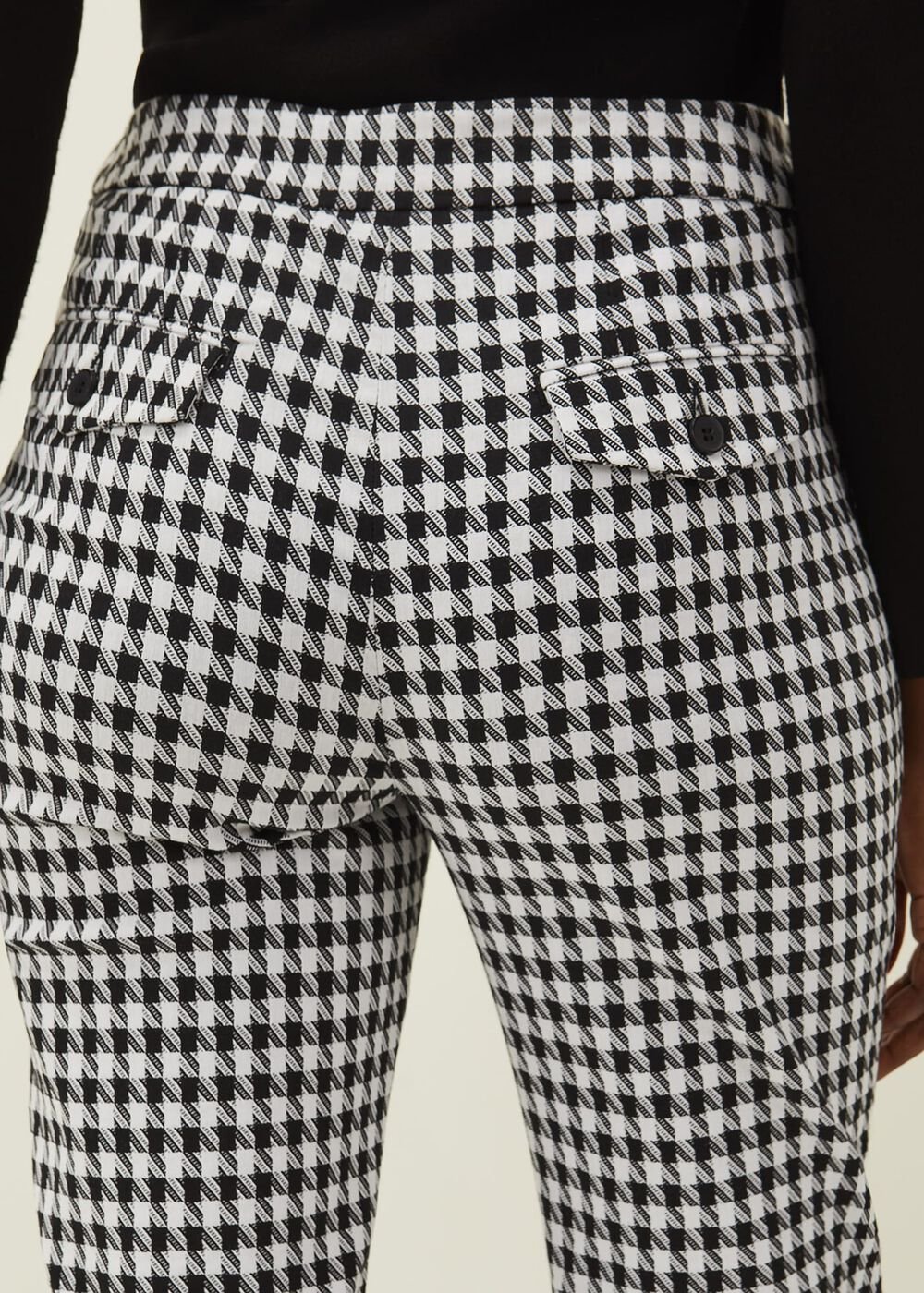 Gigi Dogtooth Trouser - Black/Ivory