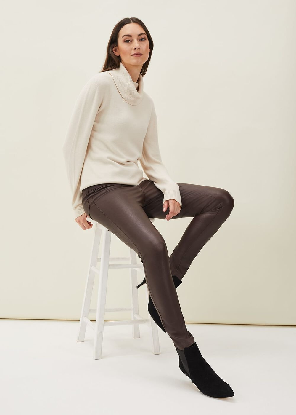 Kristina Faux Leather Skinny Jean - Mulberry