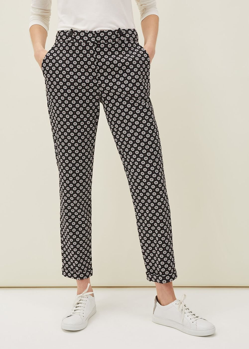 Ryleigh Geometric Print Tapered Trouser - Black/Multi