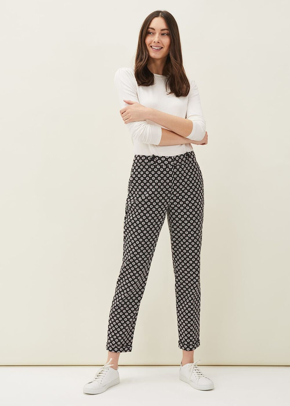 Ryleigh Geometric Print Tapered Trouser - Black/Multi