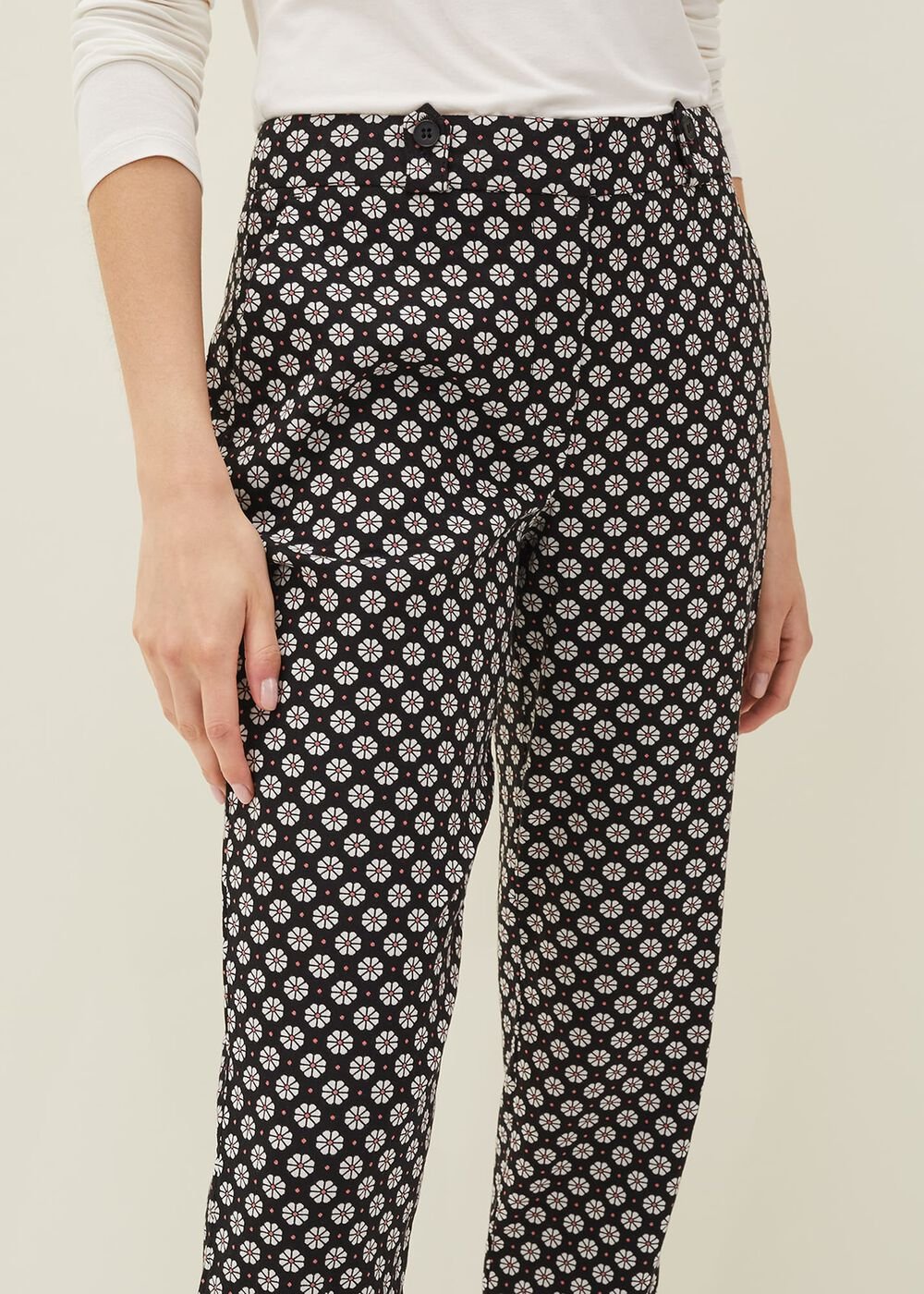 Ryleigh Geometric Print Tapered Trouser - Black/Multi