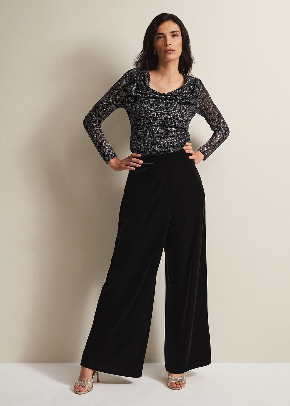 Florentine Velvet Co-Ord Trousers - Black