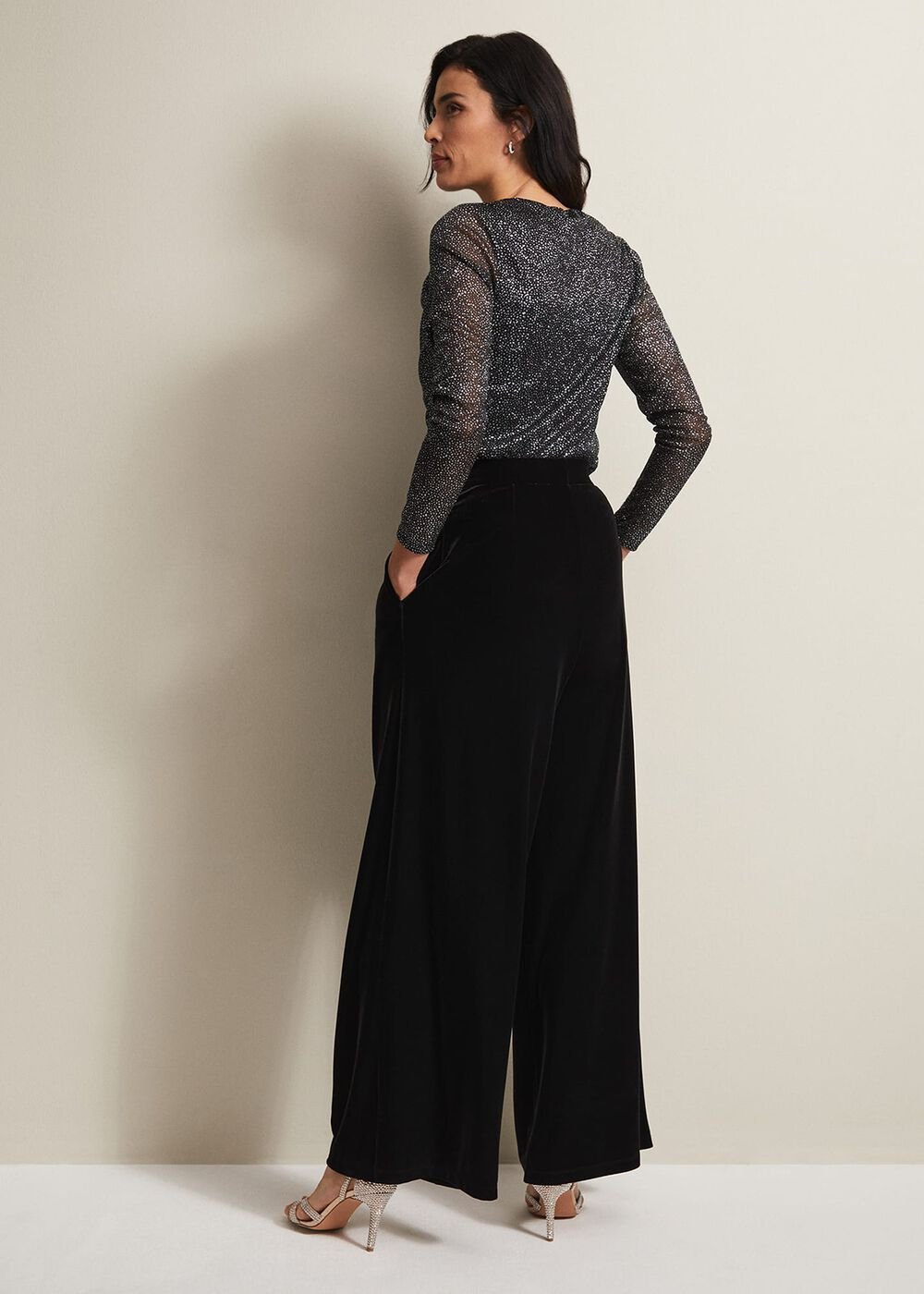 Florentine Velvet Co-Ord Trousers - Black