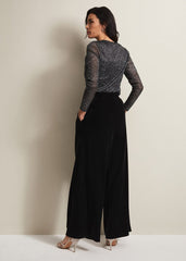Florentine Velvet Co-Ord Trousers - Black