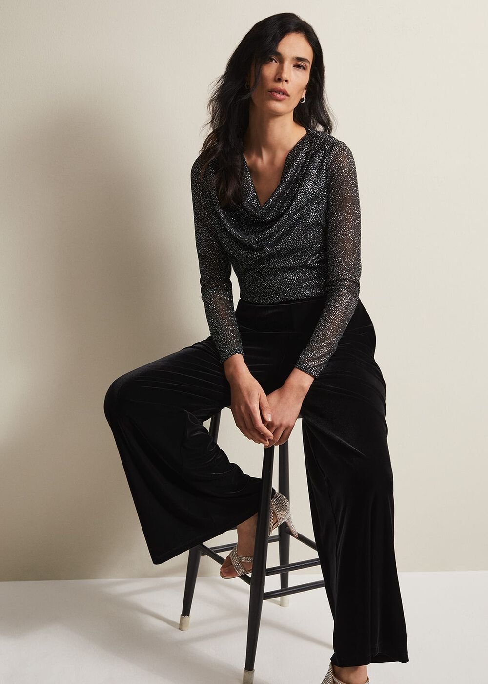 Florentine Velvet Co-Ord Trousers - Black