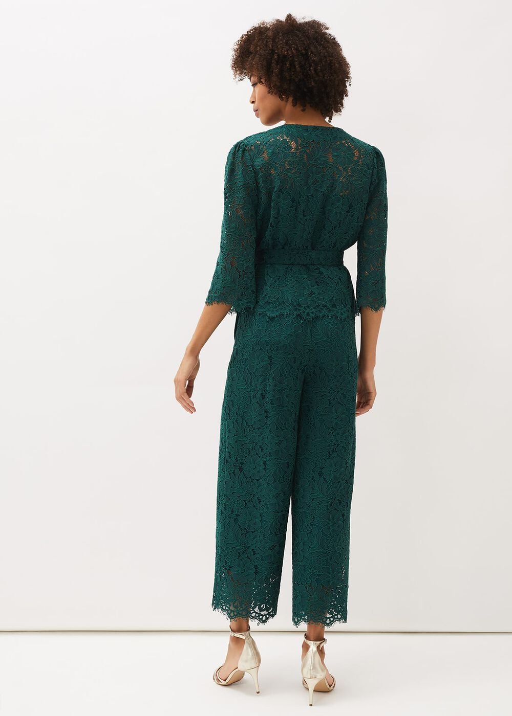 Aliza Lace Co-Ord Trousers - Pine