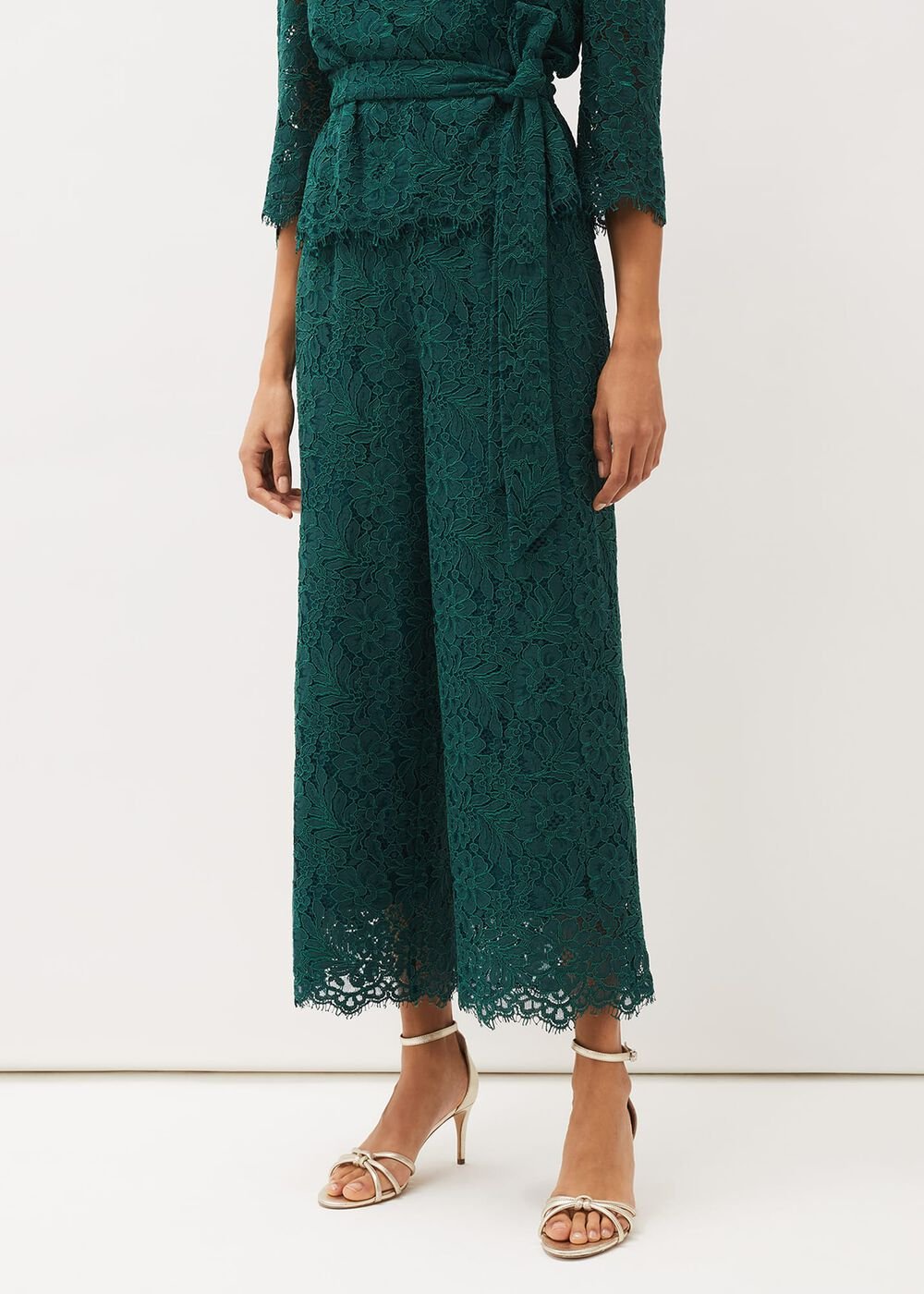 Aliza Lace Co-Ord Trousers - Pine