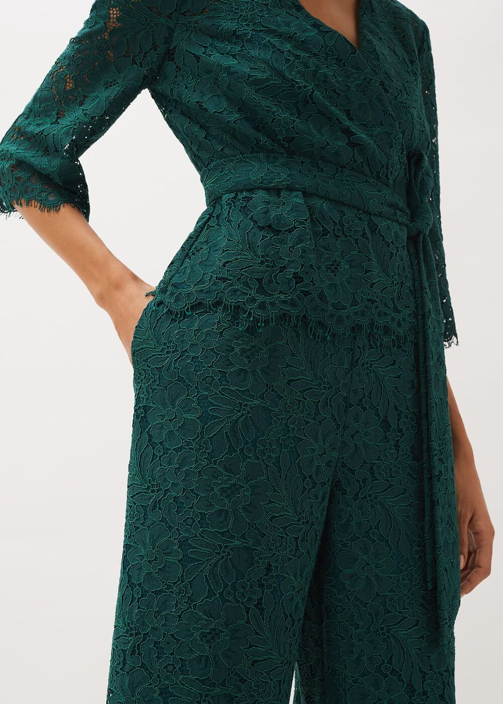 Aliza Lace Co-Ord Trousers - Pine