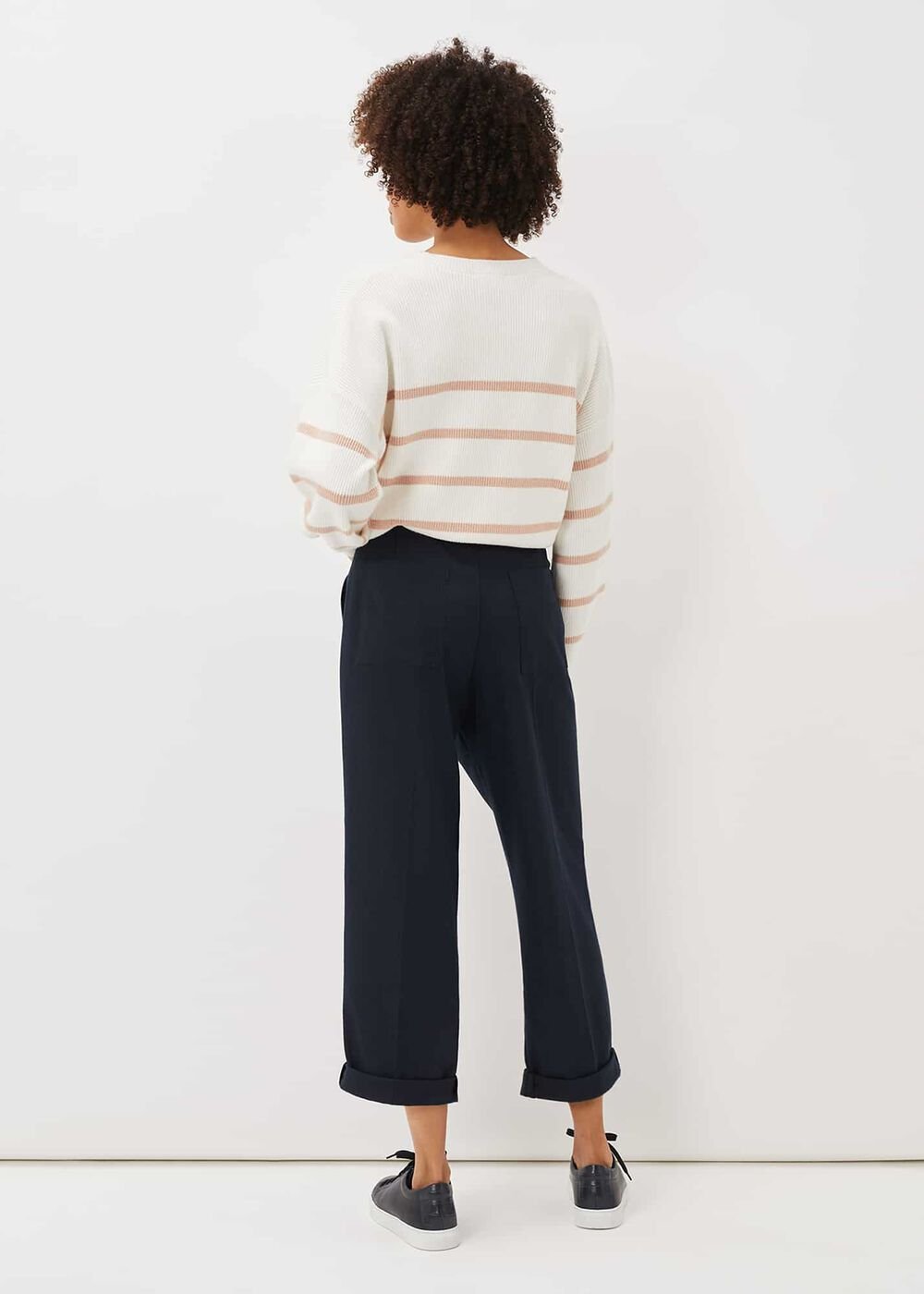 Odette Pleated Crop Trousers - Navy