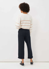 Odette Pleated Crop Trousers - Navy