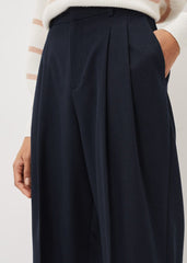 Odette Pleated Crop Trousers - Navy
