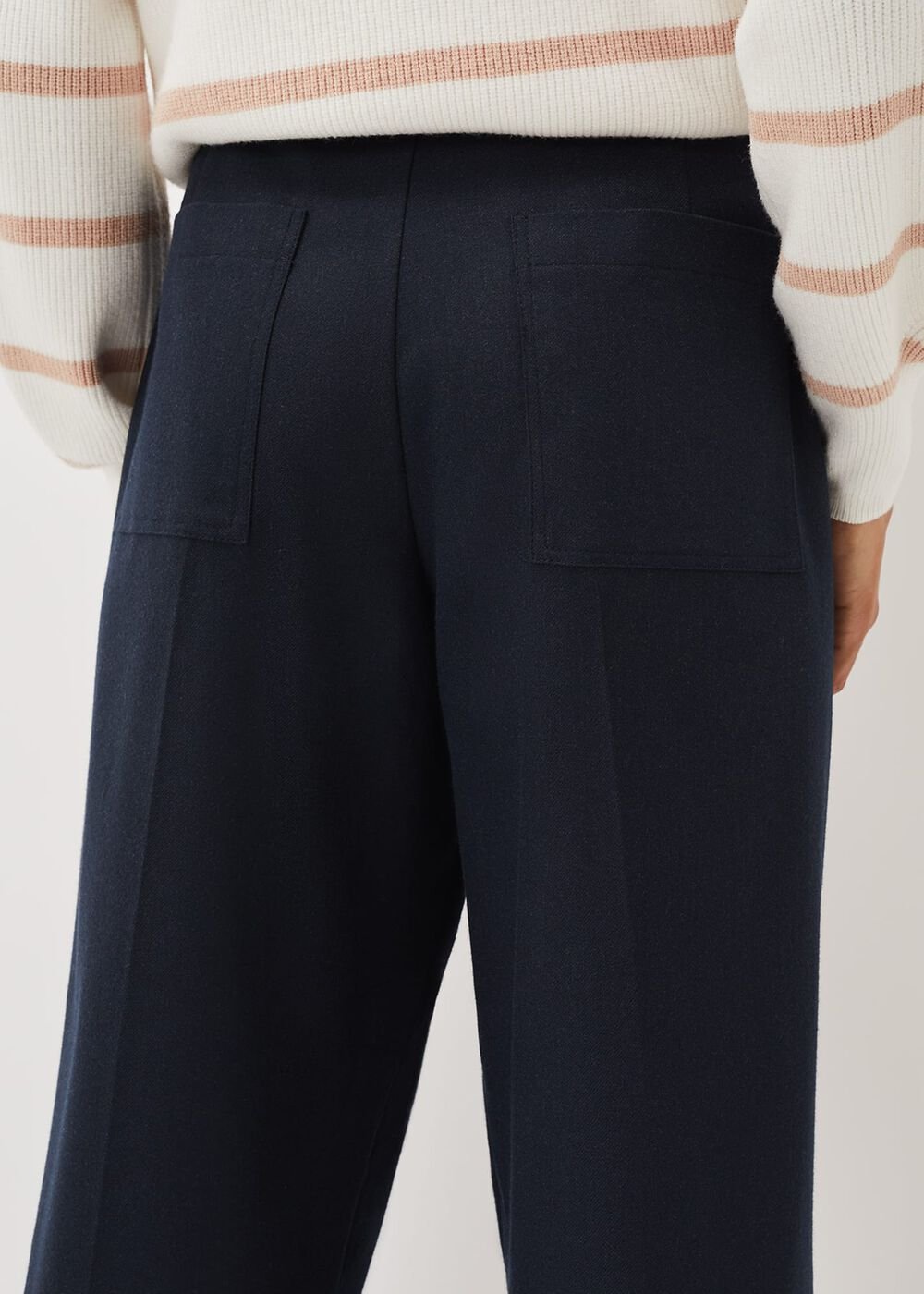 Odette Pleated Crop Trousers - Navy