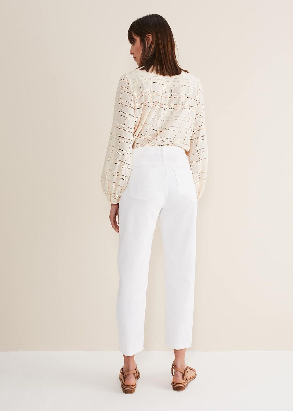 Petra Raw Hem Straight Leg Jean - White