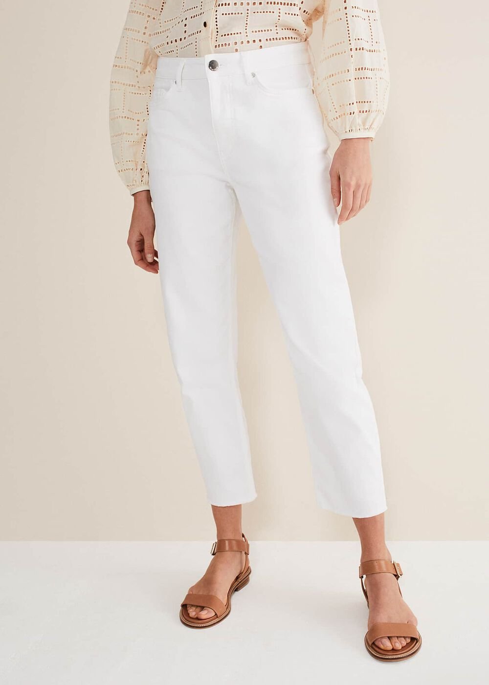 Petra Raw Hem Straight Leg Jean - White