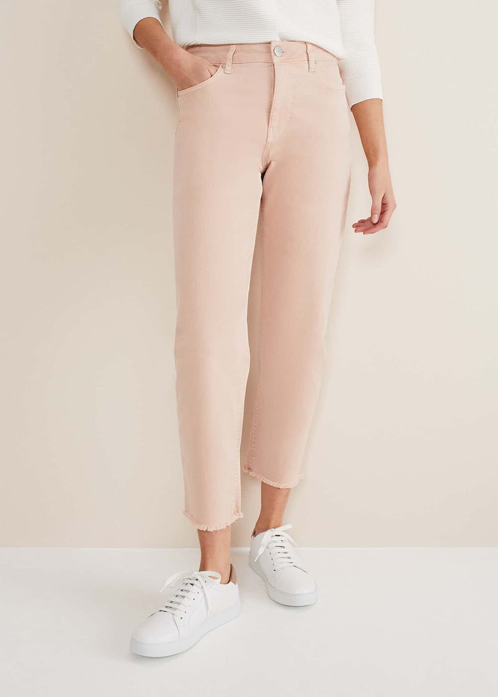 Petra Raw Hem Straight Leg Jean - Pink