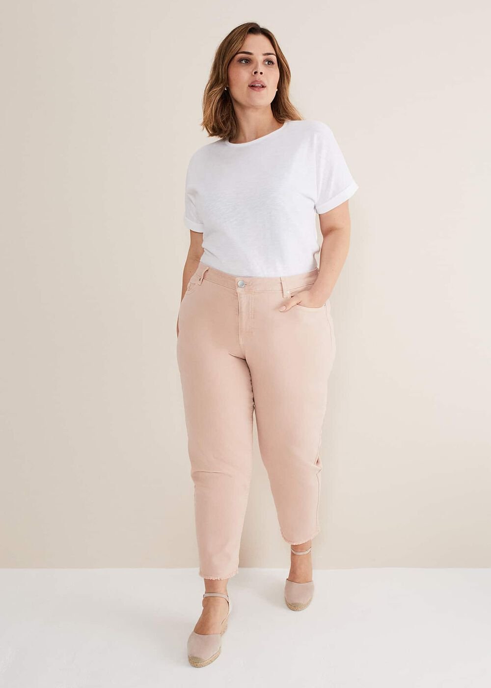Petra Raw Hem Straight Leg Jean - Pink