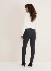 Hailee Topstitch Skinny Jeans - Charcoal