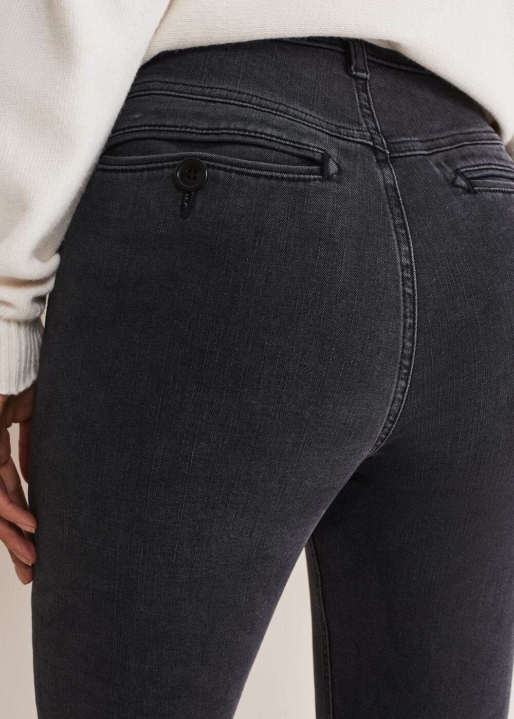 Hailee Topstitch Skinny Jeans - Charcoal