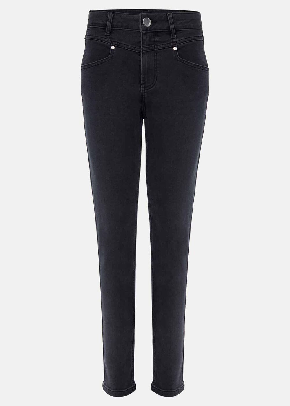Hailee Topstitch Skinny Jeans - Charcoal