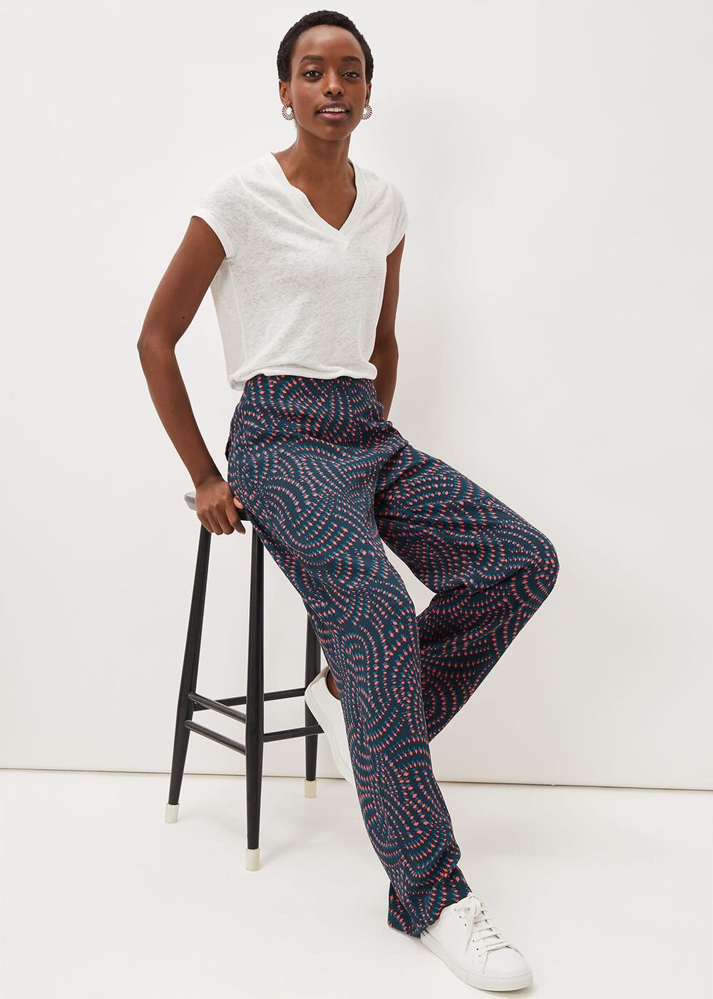Grace Geo Printed Trouser - Navy/Multi