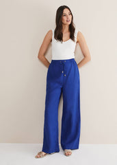Lolita Blue Linen Wide Leg Trousers - Cobalt