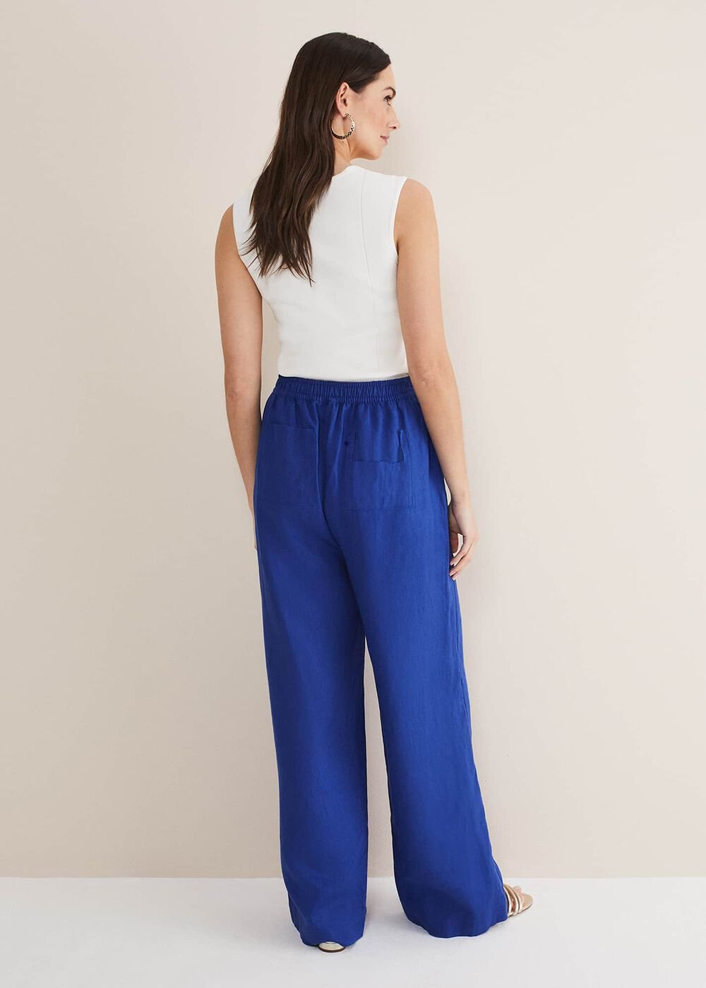 Lolita Blue Linen Wide Leg Trousers - Cobalt