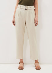 Hazel Linen Tapered Trousers - Stone