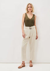 Hazel Linen Tapered Trousers - Stone