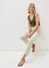Hazel Linen Tapered Trousers - Stone